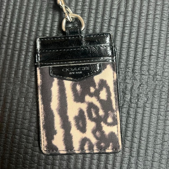 Coach Black and Tan Animal Print ID Holder - Picture 2 of 3